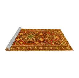 Sideview of Machine Washable Persian Yellow Traditional Rug, wshtr2816yw