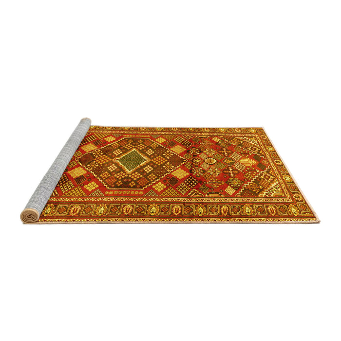 Sideview of Machine Washable Persian Yellow Traditional Rug, wshtr2816yw