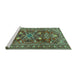 Sideview of Machine Washable Persian Turquoise Traditional Area Rugs, wshtr2816turq