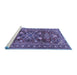 Sideview of Machine Washable Persian Blue Traditional Rug, wshtr2816blu