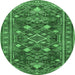 Round Machine Washable Persian Emerald Green Traditional Area Rugs, wshtr2816emgrn