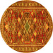 Round Persian Yellow Traditional Rug, tr2816yw