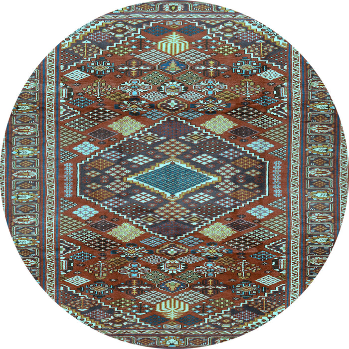 Round Machine Washable Persian Light Blue Traditional Rug, wshtr2816lblu