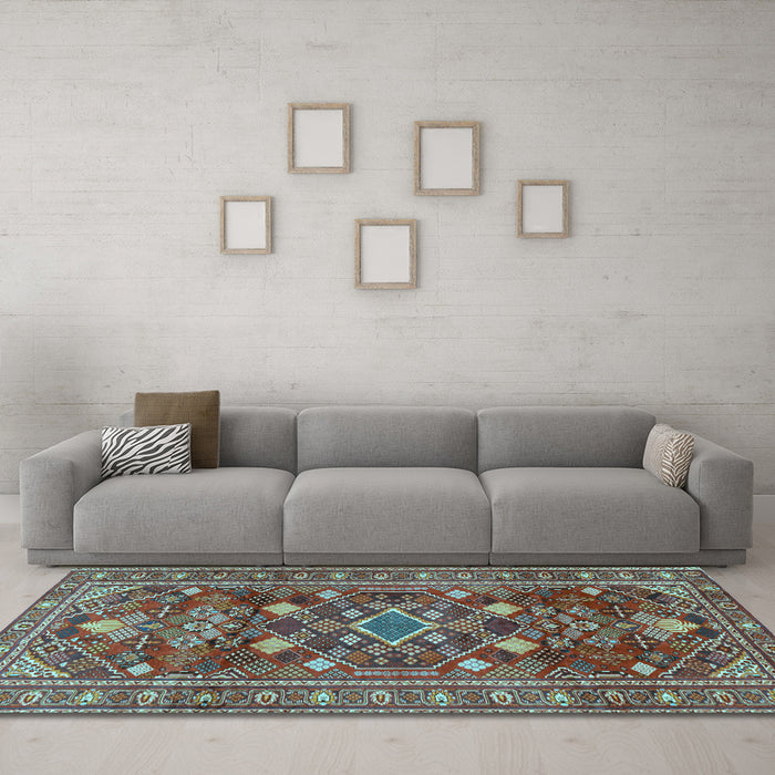 Machine Washable Persian Light Blue Traditional Rug in a Living Room, wshtr2816lblu