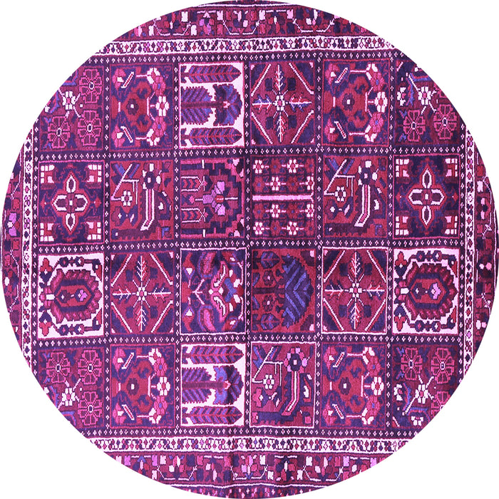 Round Machine Washable Persian Purple Traditional Area Rugs, wshtr2817pur