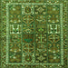 Round Machine Washable Persian Green Traditional Area Rugs, wshtr2817grn