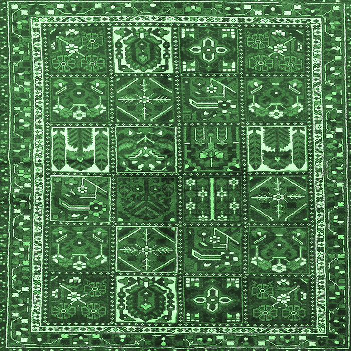 Square Persian Emerald Green Traditional Rug, tr2817emgrn
