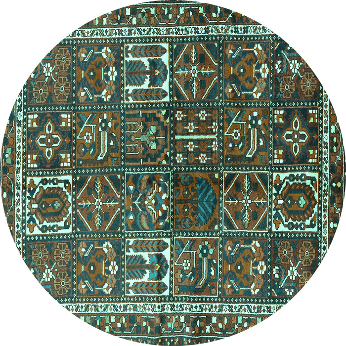 Round Persian Turquoise Traditional Rug, tr2817turq