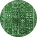 Round Persian Emerald Green Traditional Rug, tr2817emgrn
