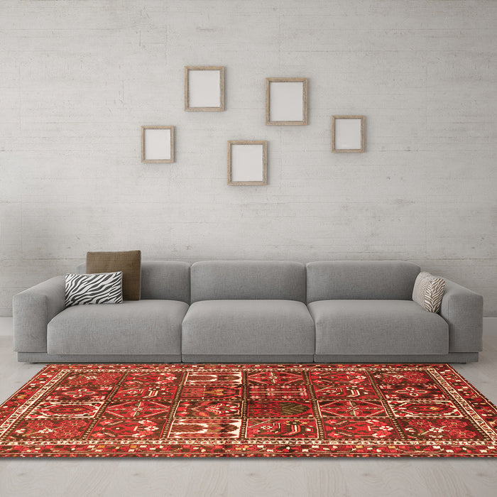 Machine Washable Persian Orange Traditional Area Rugs in a Living Room, wshtr2817org