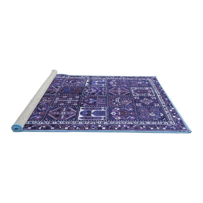 Sideview of Machine Washable Persian Blue Traditional Rug, wshtr2817blu