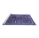 Sideview of Machine Washable Persian Blue Traditional Rug, wshtr2817blu