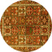 Round Machine Washable Persian Yellow Traditional Rug, wshtr2817yw