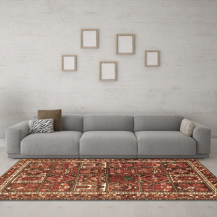Machine Washable Persian Brown Traditional Rug in a Living Room,, wshtr2817brn