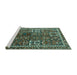 Sideview of Machine Washable Persian Turquoise Traditional Area Rugs, wshtr2817turq