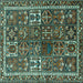 Square Machine Washable Persian Turquoise Traditional Area Rugs, wshtr2817turq