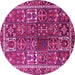 Round Machine Washable Persian Pink Traditional Rug, wshtr2817pnk