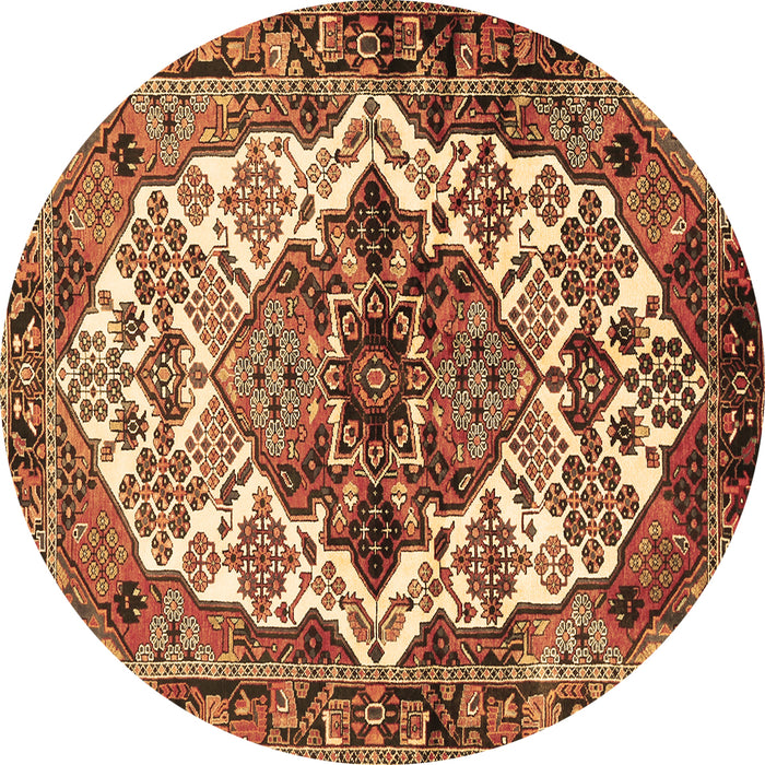 Round Persian Brown Traditional Rug, tr2818brn