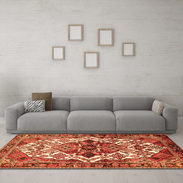 Machine Washable Persian Orange Traditional Area Rugs in a Living Room, wshtr2818org