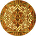 Round Machine Washable Persian Yellow Traditional Rug, wshtr2818yw