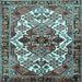 Square Machine Washable Persian Light Blue Traditional Rug, wshtr2818lblu