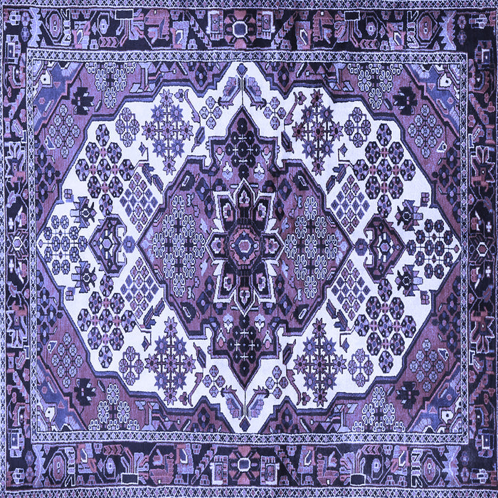 Square Machine Washable Persian Blue Traditional Rug, wshtr2818blu