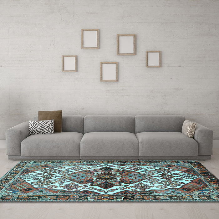 Machine Washable Persian Light Blue Traditional Rug in a Living Room, wshtr2818lblu