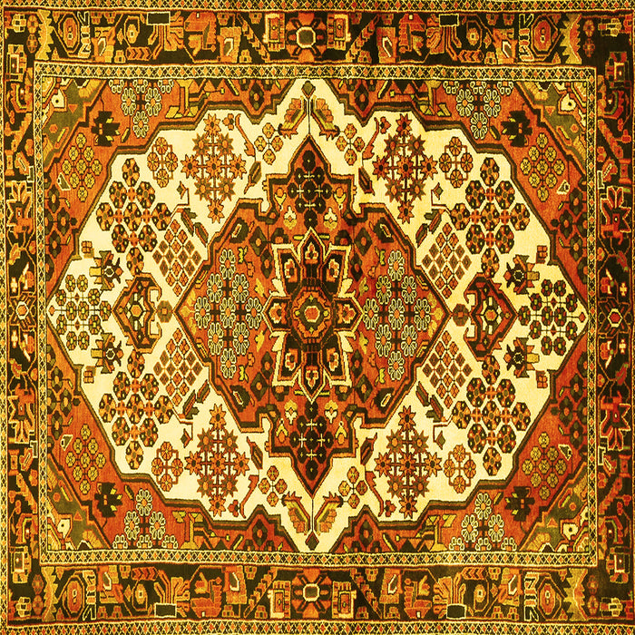 Square Machine Washable Persian Yellow Traditional Rug, wshtr2818yw