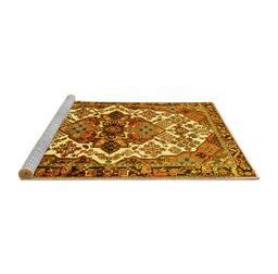 Sideview of Machine Washable Persian Yellow Traditional Rug, wshtr2818yw