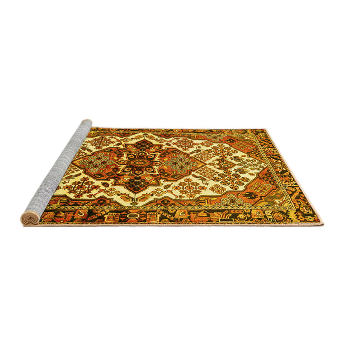 Sideview of Machine Washable Persian Yellow Traditional Rug, wshtr2818yw