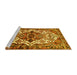 Sideview of Machine Washable Persian Yellow Traditional Rug, wshtr2818yw