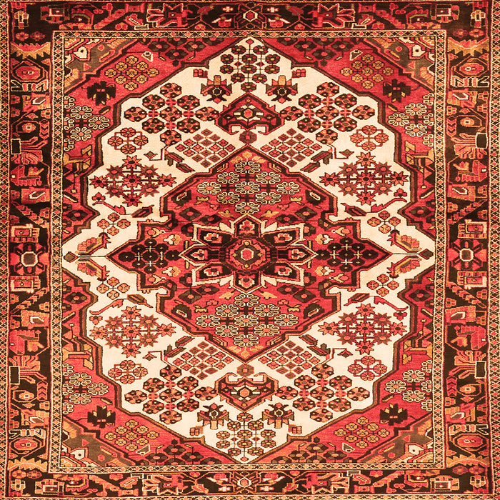 Round Machine Washable Persian Orange Traditional Area Rugs, wshtr2818org