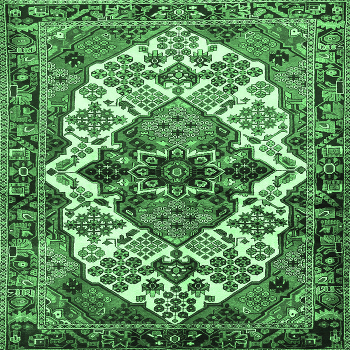 Square Machine Washable Persian Emerald Green Traditional Area Rugs, wshtr2818emgrn