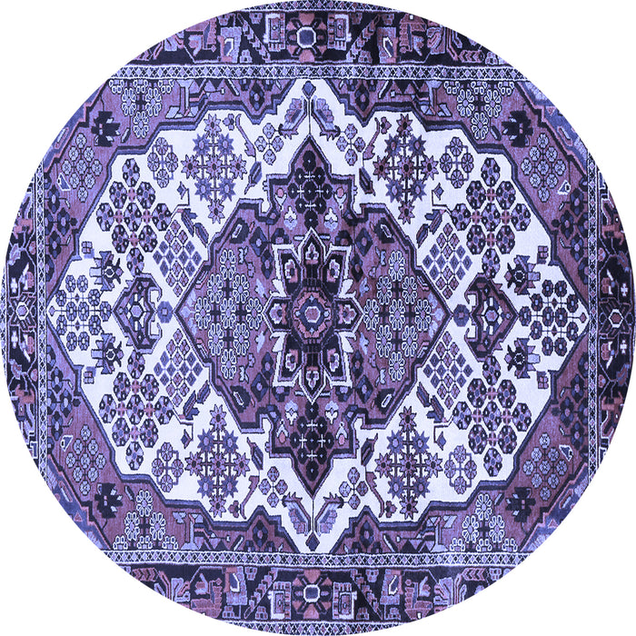 Round Machine Washable Persian Blue Traditional Rug, wshtr2818blu