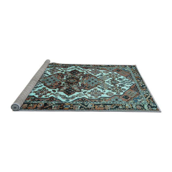 Sideview of Machine Washable Persian Light Blue Traditional Rug, wshtr2818lblu