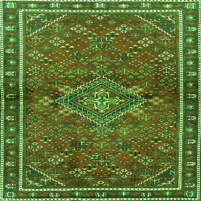 Round Machine Washable Persian Green Traditional Area Rugs, wshtr2819grn