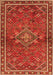 Serging Thickness of Machine Washable Persian Orange Traditional Area Rugs, wshtr2819org