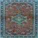 Square Machine Washable Persian Light Blue Traditional Rug, wshtr2819lblu