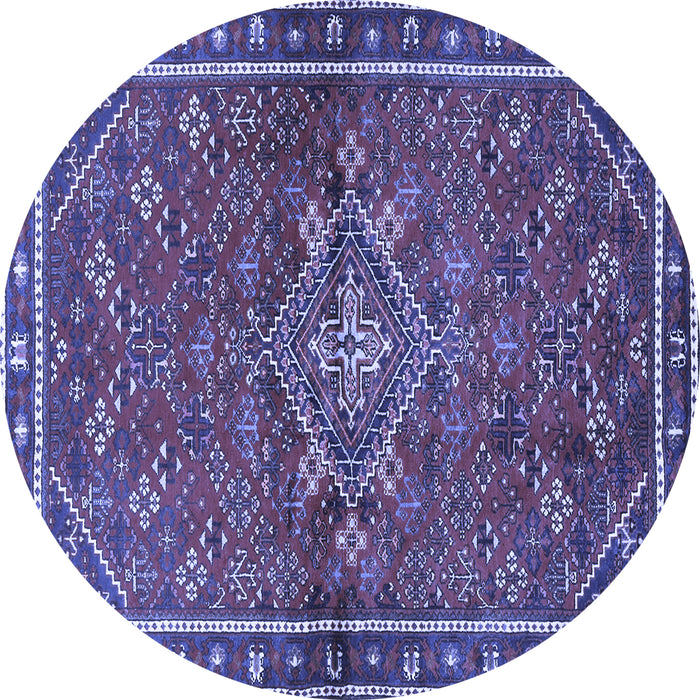 Round Persian Blue Traditional Rug, tr2819blu