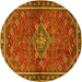 Round Machine Washable Persian Yellow Traditional Rug, wshtr2819yw