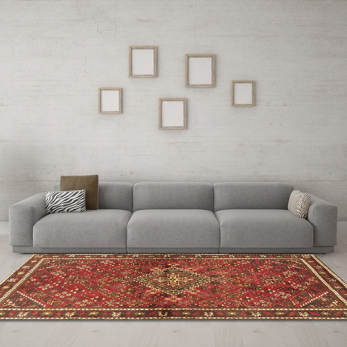 Machine Washable Persian Brown Traditional Rug in a Living Room,, wshtr2819brn