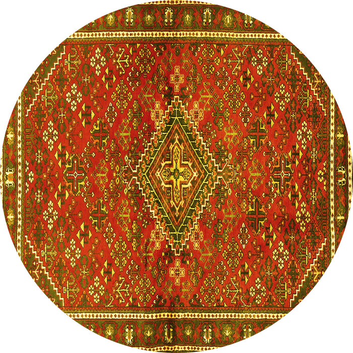 Round Persian Yellow Traditional Rug, tr2819yw