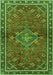 Serging Thickness of Machine Washable Persian Green Traditional Area Rugs, wshtr2819grn