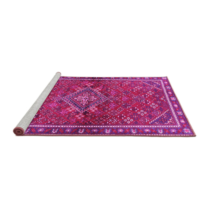 Sideview of Machine Washable Persian Pink Traditional Rug, wshtr2819pnk