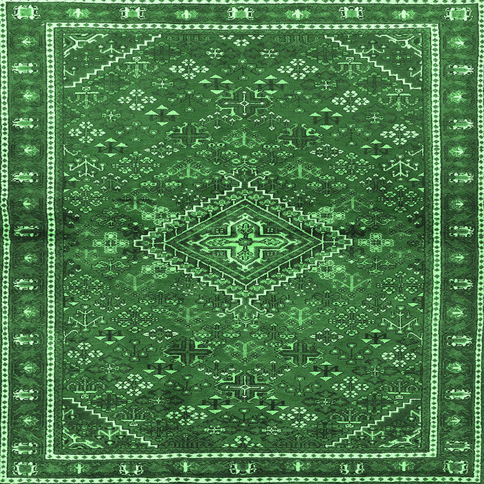 Square Persian Emerald Green Traditional Rug, tr2819emgrn