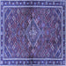 Square Machine Washable Persian Blue Traditional Rug, wshtr2819blu