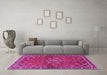 Machine Washable Persian Pink Traditional Rug in a Living Room, wshtr2819pnk