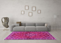 Machine Washable Persian Pink Traditional Rug, wshtr2819pnk