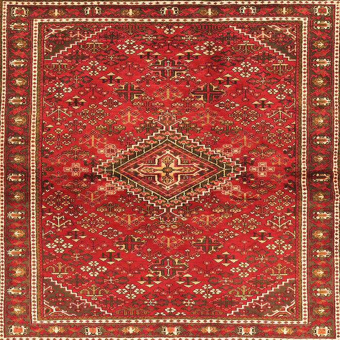 Round Machine Washable Persian Orange Traditional Area Rugs, wshtr2819org