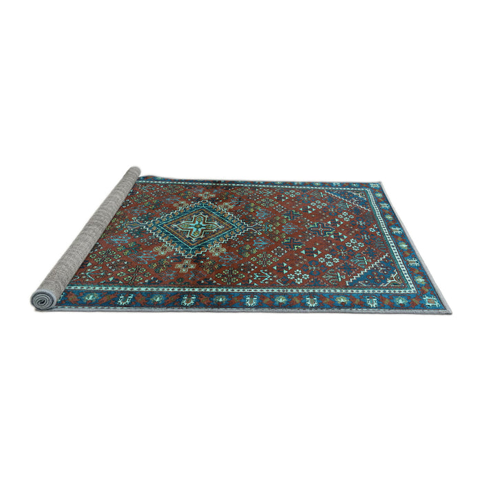 Sideview of Machine Washable Persian Light Blue Traditional Rug, wshtr2819lblu